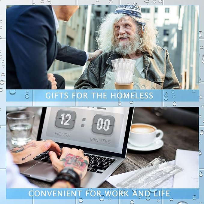 Tioncy 500 Pack Prepasted Disposable Toothbrushes Individual Wrapped Toothbrushes Soft Bristle Travel Toothbrush Single Use Wrapped for Hotel, Camp, Travel and Gift for The Homeless