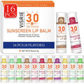 SPF 30 Lip Sunscreen, SPF Lip Balm Travel Size 16 Pack, Hydrating Lip Balm Bulk with Vitamin E and Coconut Oil- 8 Flavors