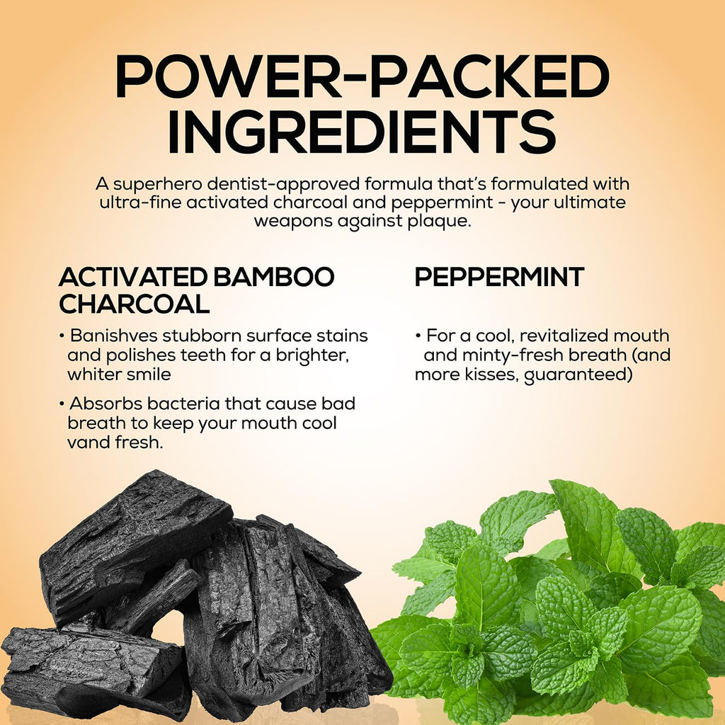 Venus Visage Activated Charcoal Toothpaste for Whitening, 3 Pack - Effective Teeth Whitening Toothpaste for Surface Stains - Peppermint Flavor (3.7 oz/105 g)