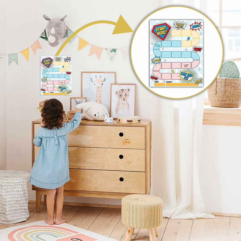 20 Superhero Reward Chart with 432 Round Stickers, Incentive Behavior Chart for Kids at Home Classroom, Kids Routine Daily Chore Sticker Chart-B12