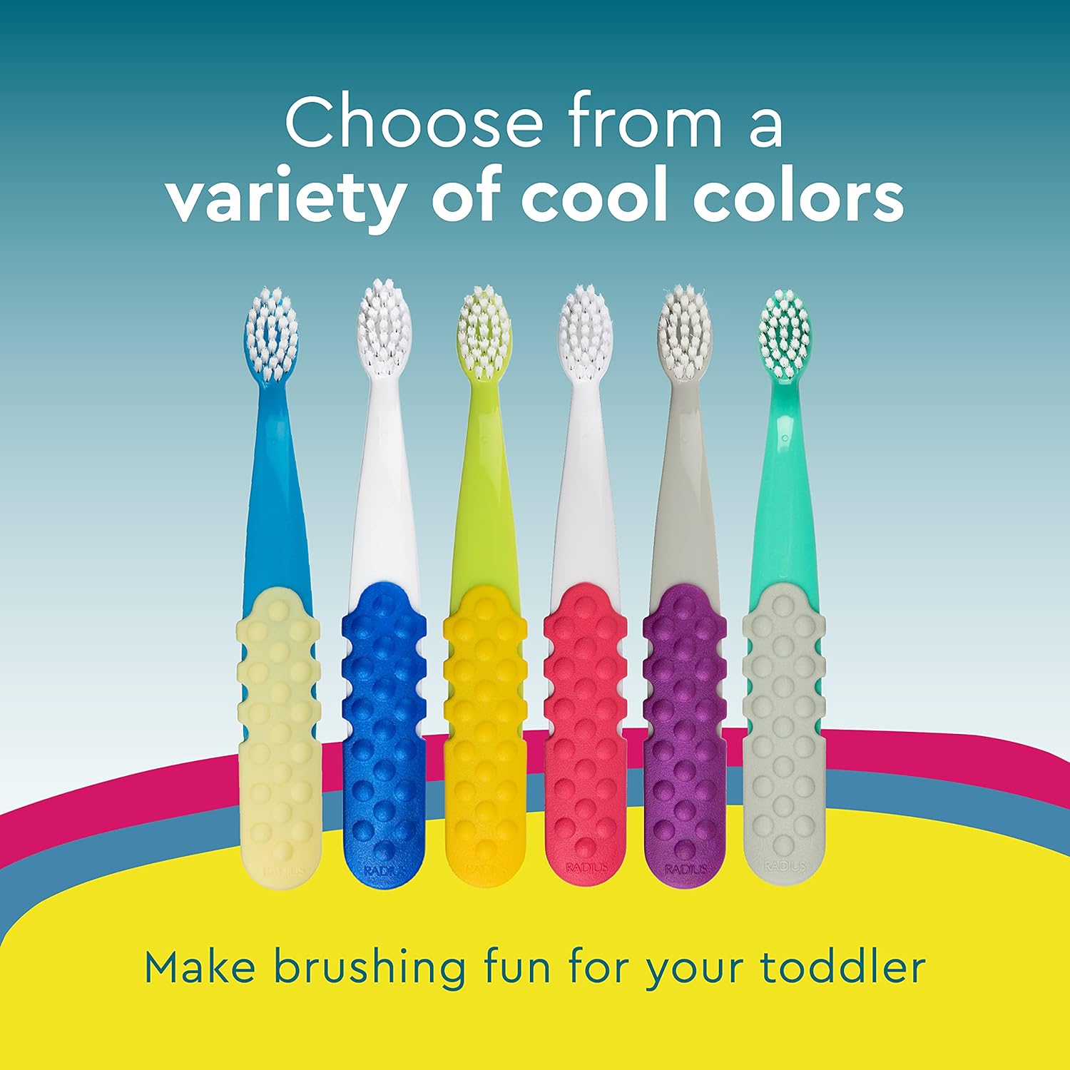 RADIUS Totz Plus Brush Kids Toothbrush Silky Soft BPA Free ADA Accepted Designed for Delicate Teeth & Gums for Children 3 Years & Up - MintCoolGrey - Pack of 1