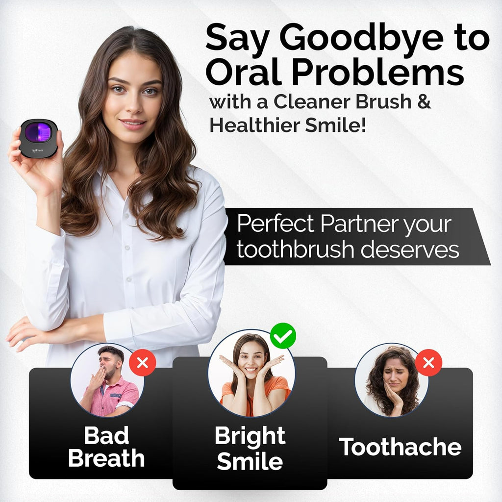 Portable UV Toothbrush Sanitizer Holder & Cleaner with UV Light & Magnetic Mounting - Rechargeable Toothbrush Sanitizer for Travel Cover, Wall Mounted UV Tooth Brush Sanitizer Holder Fits Most Brushes