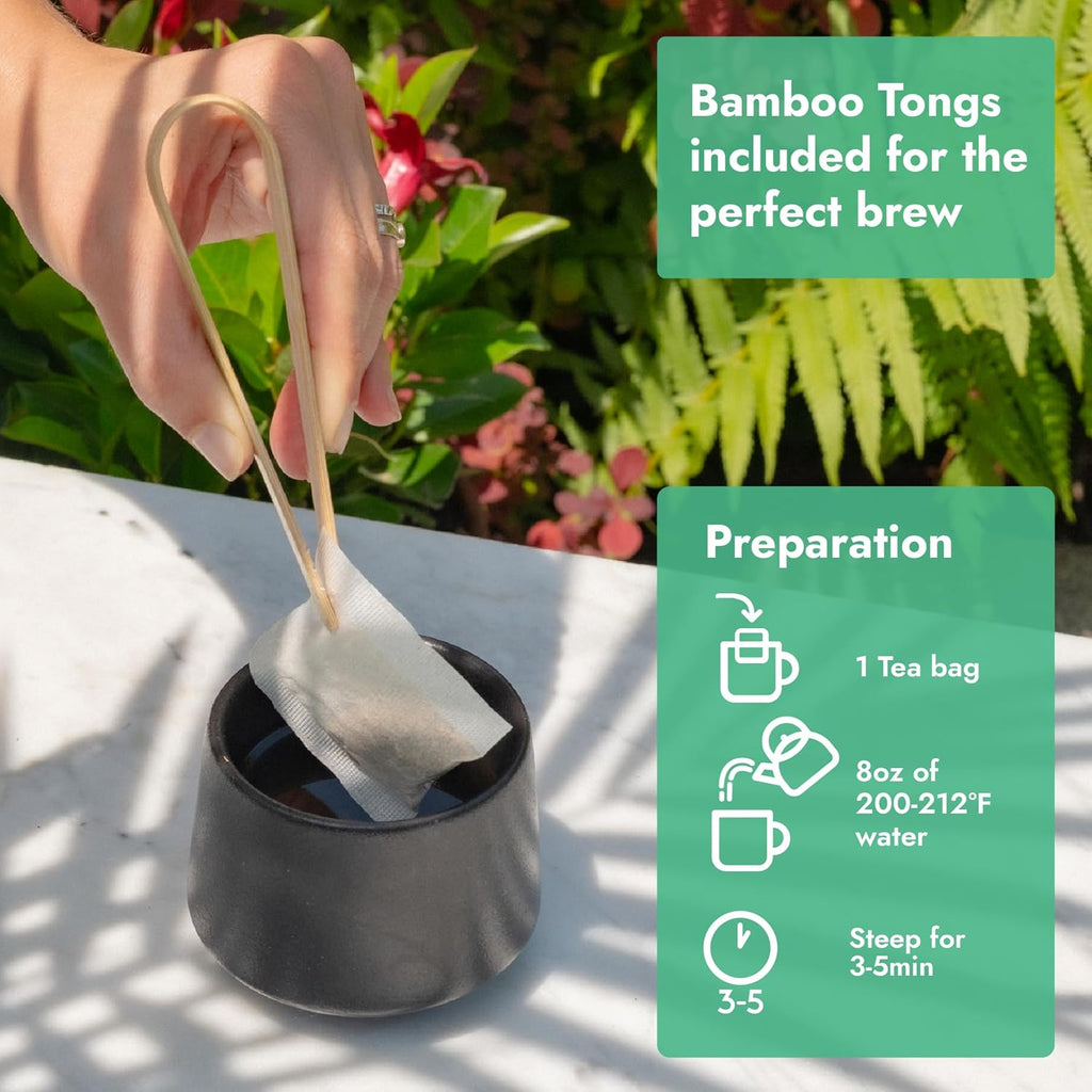 Vital Bloom 120 Tea Bags Moringa Tea, 100% Natural Moringa Leaves Herbal Tea, Supporting Digestion & Immune System - Bleach Free Tea Bags, Non-GMO (Free Bamboo Tongs Included)