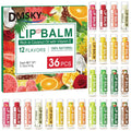 DMSKY 36 Pack Lip Balm, Natural Lip Balm Bulk with Vitamin E and Coconut Oil, Moisturizing Lip Care Product for Dry Cracked Lips- 12 Flavors