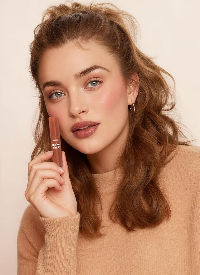 ETUDE Dear Darling Marker Tint #10 Sweet Cinnamon | Hydrating & Long Lasting Lip Stain | High Pigmented Lip Maker with Easy Drawing Tip | Korean Daily Lip Tint, Korean Makeup, Kbeauty
