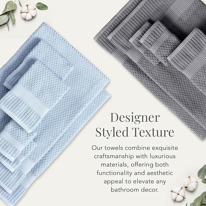 NY Loft 100% Cotton Bath Towel Set of 4 | Grey Towels | Oeko-TEX® Standard 100 | Soft & Absorbent, Quick-Dry Bath Towels | 30" x 52" | | Trinity Collection - Charcoal