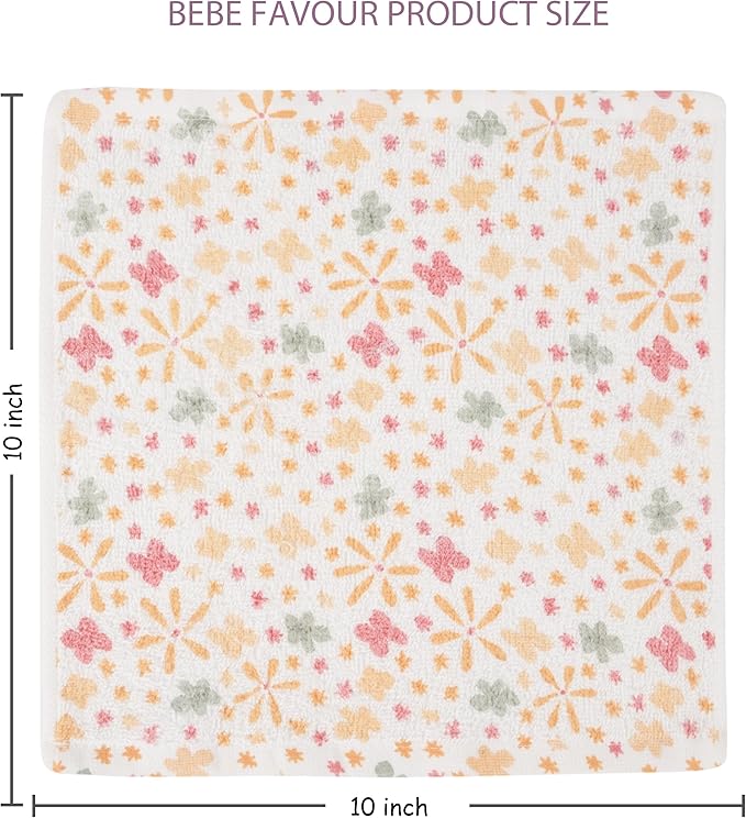 Baby Washcloths 6 Pack 100% Cotton Soft and Absorbent Terry 10" x 10" Wash Cloths Wipes for Face Hand Body Burp Rag with Sensitive Skin for Newborns Infants Toddlers