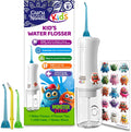 GuruNanda Kids Water Dental Flosser - 4 Flossing Modes, 4 Nozzles, 2-Min Smart Timer, Ages 6+, Monster Frens Theme, Portable Oral Care for Kids