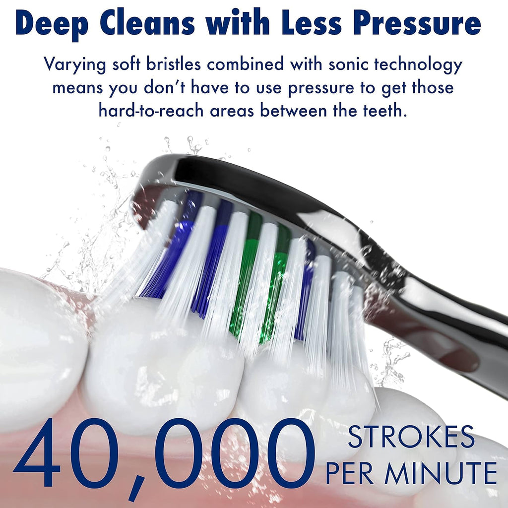 Sonic-FX Duo Rechargeable Electric Toothbrush Set - with 14 Brush Heads, 3 Modes, Smart Auto-Timer, Charging Dock Holder - Dual Handle Electric Tooth Brush for Adults & Kids, Black and White