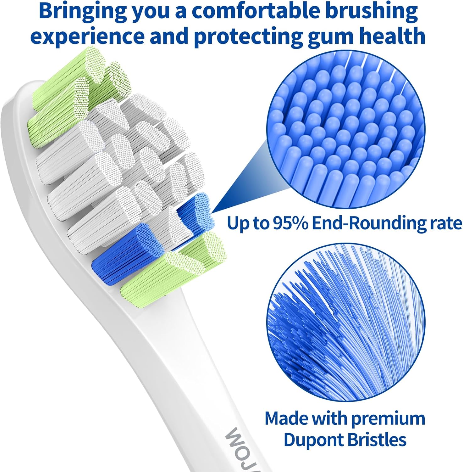 Replacement Toothbrush Brush Heads Compatible with Philips Sonicare Electric Toothbrushes with Click-on System Dupont Bristles for Optimal Plaque Remove, Pack of 10, White