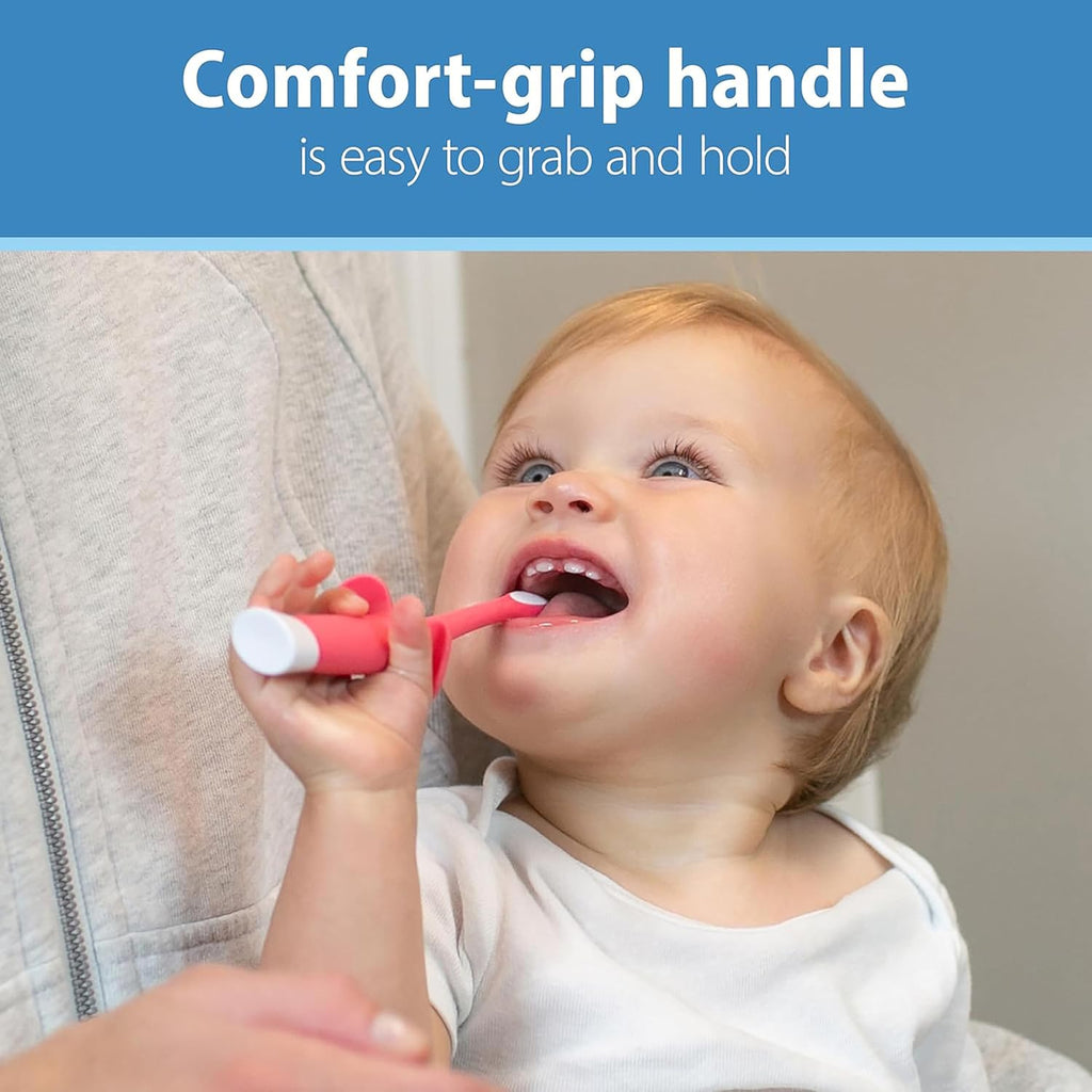 Dr. Brown's Infant-to-Toddler Training Toothbrush, Soft for Baby's First Teeth, Pink Elephant, 0-3 Years & Tooth and Gum Wipes, 30 Count