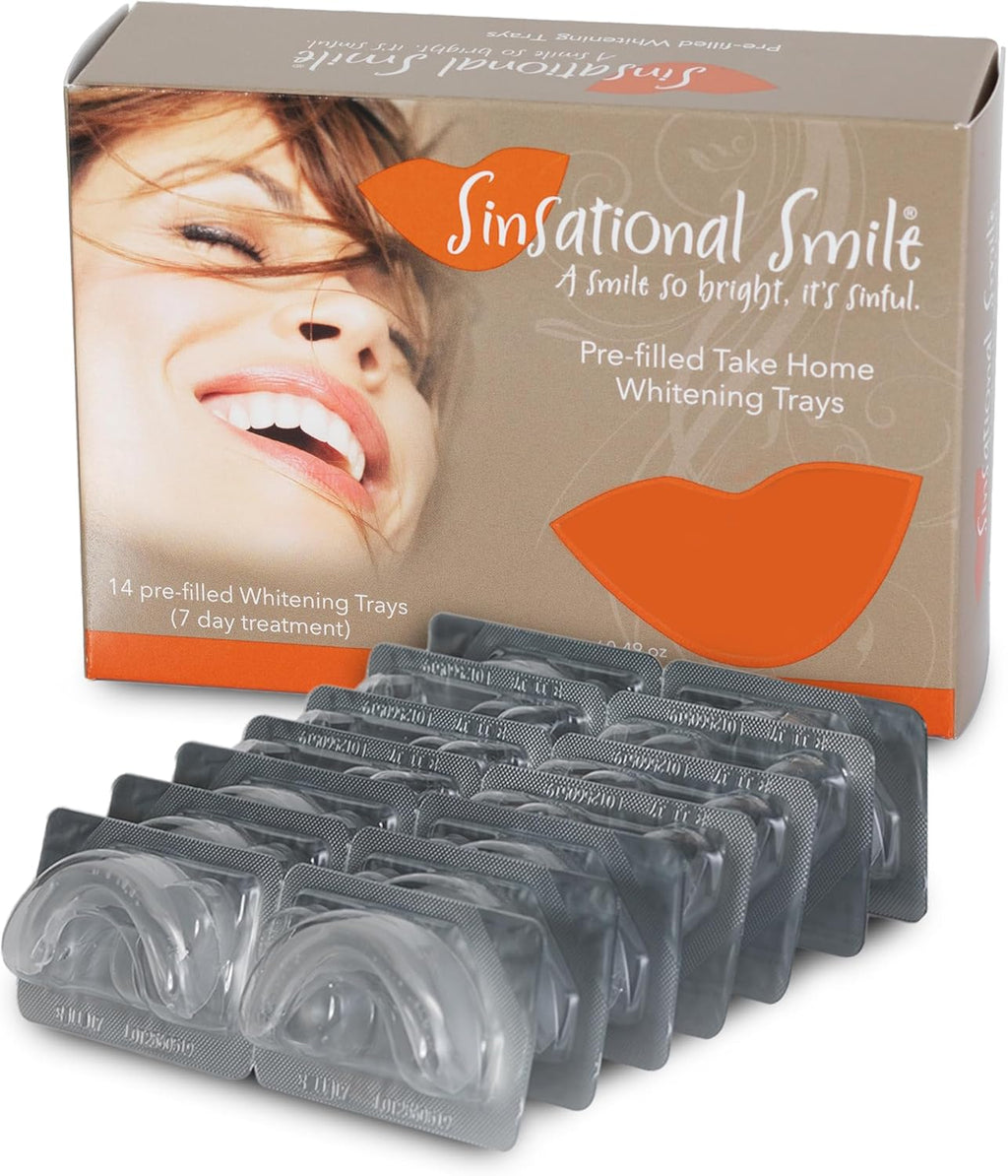 Pre-Filled Teeth Whitening Trays, 14 Trays (7 Treatments) - Safe, Fast, Simple, Effective, Removes Stains, No Sensitivity, Enamel Safe, for Sensitive Teeth & Gums
