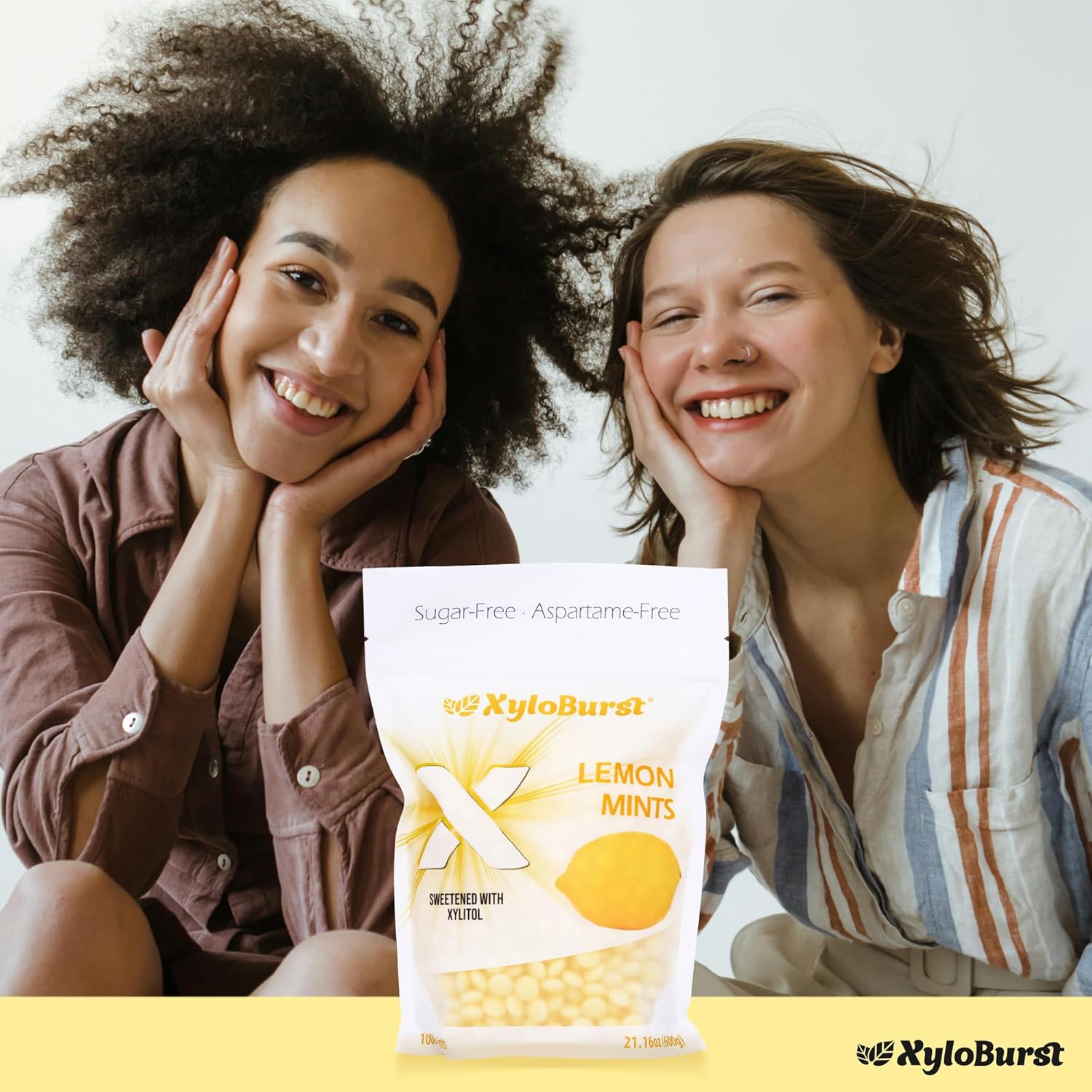 XyloBurst - Xylitol Mints | Sugar Free Breath Freshener for Oral Health | Gluten Free, Vegan, Keto Friendly | Aspartame Free | Lemon | 1000 Count Bag