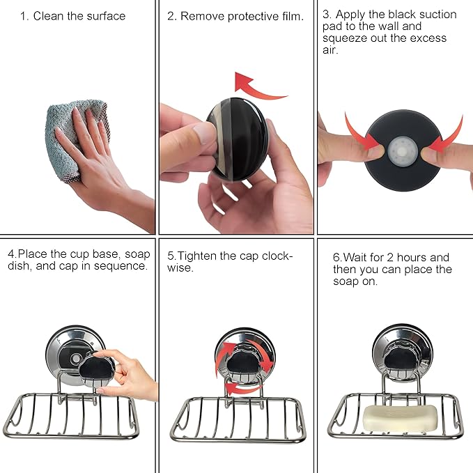 iPEGTOP 3in1 Suction Cup Shower Caddy Bath Wall Shelf + Soap Dish Holder for Large Shampoo Shower Gel Holder Bathroom Storage - Rustproof Stainless Steel