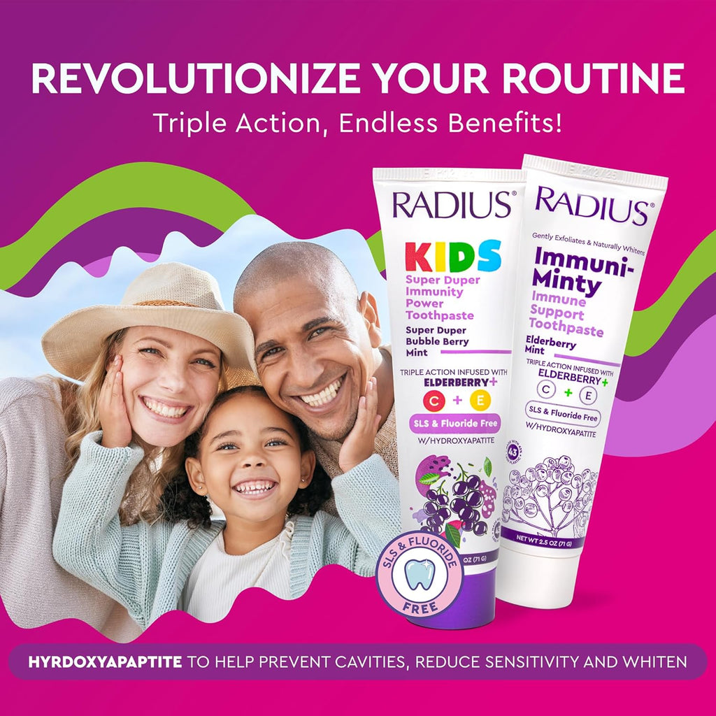 RADIUS Kids Super Duper Immunity Power Toothpaste 2.5 Oz - Super Duper Bubble Berry Mint - Pack of 1