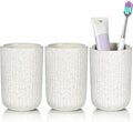 Toothbrush Holders for Bathrooms, 3 Cups Ceramic Tooth Brush Holders Set, Beige Bathroom Tumbler Cups Reusable Toothbrush Mouthwash Cup for Bathroom Counter Organizer