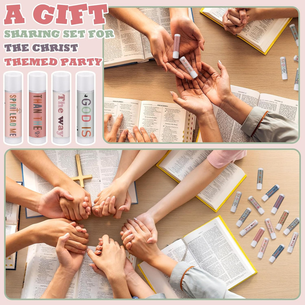 50 Pack Christian Religious Gifts Bulk Lip Balms for Women Men Religious Church Party Favors Bulk Bible Verse Lip Balm with Scripture Inspirational Gifts for Coworkers Staff Employee(Morandi)