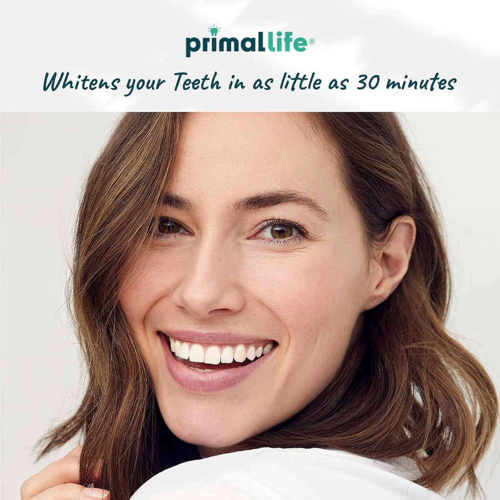Primal Life Organics Real White Teeth Whitening Strips, All-Natural, Peroxide-Free, 28 Strips, 14 Treatments