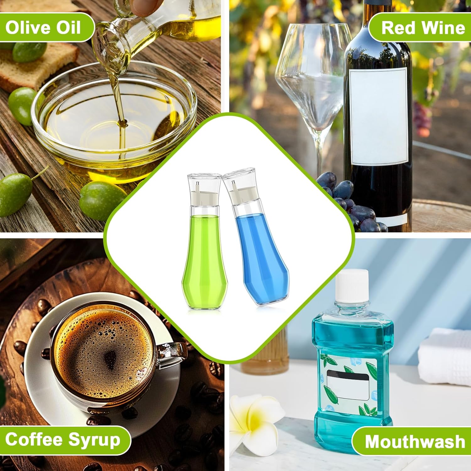 Glass Mouthwash Dispenser for Bathroom, 8.8 oz Refillable Mouthwash Container With Lid Cup, Small Clear Mouthwash Bottle for Countertop