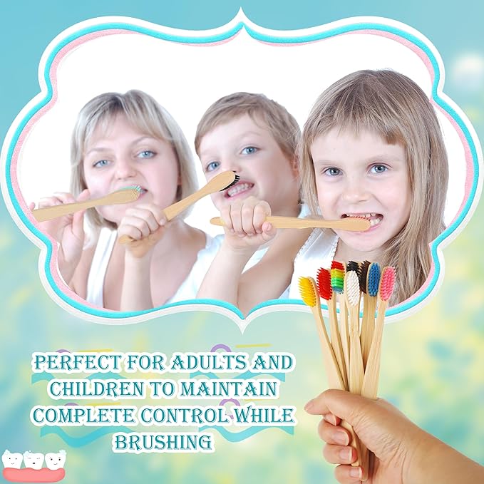 140 Pcs Bamboo Toothbrushes Wooden Individually Wrapped Colorful Toothbrushes Bulk for Adults Hotels Inns Home Use Travel Business Trips, 14 Colors