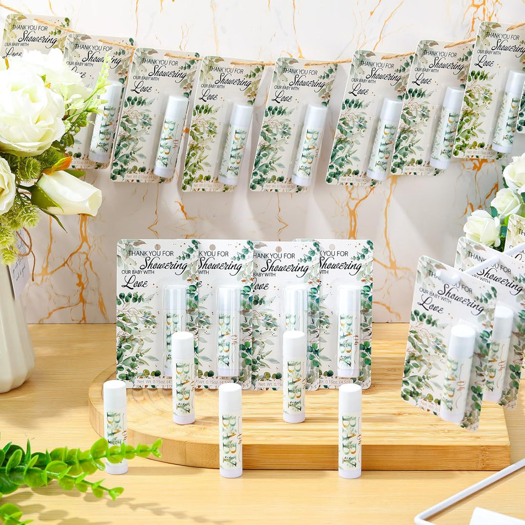 30 Pack Sage Green Baby Shower Games Prizes Party Gifts Bulk Lip Balms Favors for Winners Adults Guests Gender Reveal Favors Decorations Baby Shower Souvenirs Gift Bags Stuffers