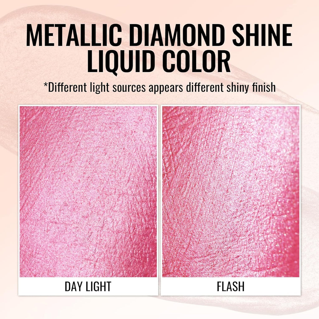 Oulac Pink Metallic Lipstick for Women, Long Lasting Lip Gloss Waterproof, Lips & Eye 2 IN 1 Lip Makeup, High Impact Lip Color, 3D Metallic Finish, No Transfer, Vegan MD08