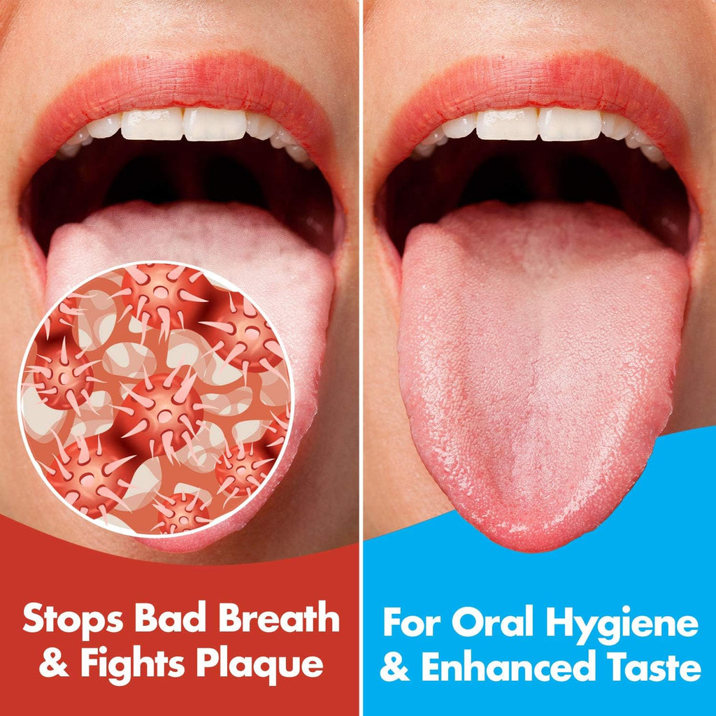 Tongue Scrapers - Pack of 2 - Stainless Steel Tongue Cleaners Brush for Help Getting Rid of Bad Breath & Bacteria - Food Scraper to Keeps Mouth & Teeth Healthy and Clean - Essential Dental Hygiene Kit