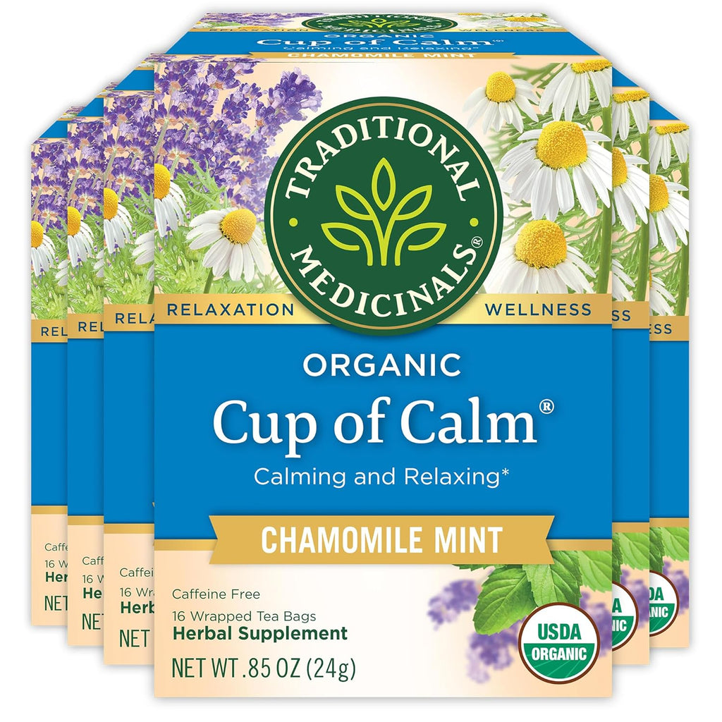 Traditional Medicinals Tea, Organic Cup of Calm, Calming & Relaxing with Chamomile Mint, 96 Tea Bags (6 Pack)