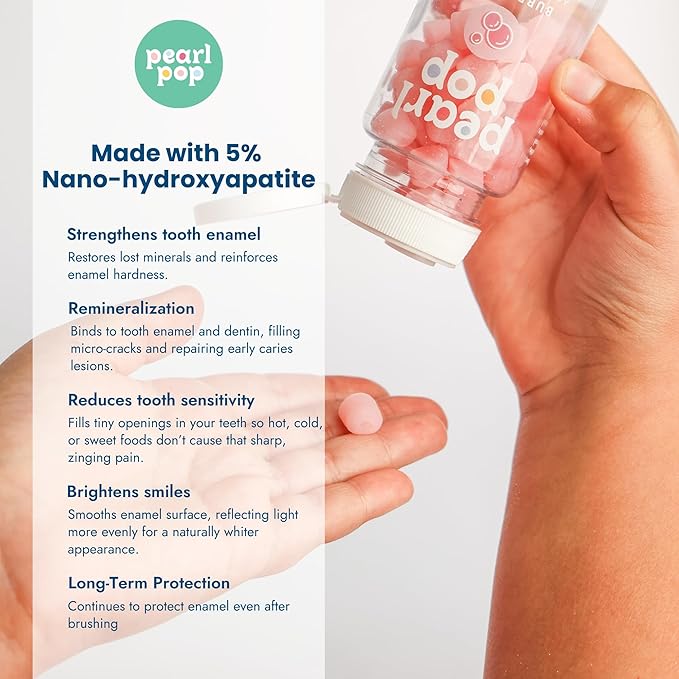 Toothpaste Pearls, Chewy Fluoride Free Toothpaste for Kids, Made with Nano Hydroxyapatite & Xylitol, Foam Free, Mess-Free Travel Tooth Paste, Mint Kiss, 65 Count