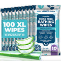 Body Wipes For Adults Bathing No Rinse 100pc XL - Ultra Thick Shower Travel Wipes For Personal Cleansing & Hygiene Essentials, Elderly Care, Incontinence Disposable Washcloths For Women Men