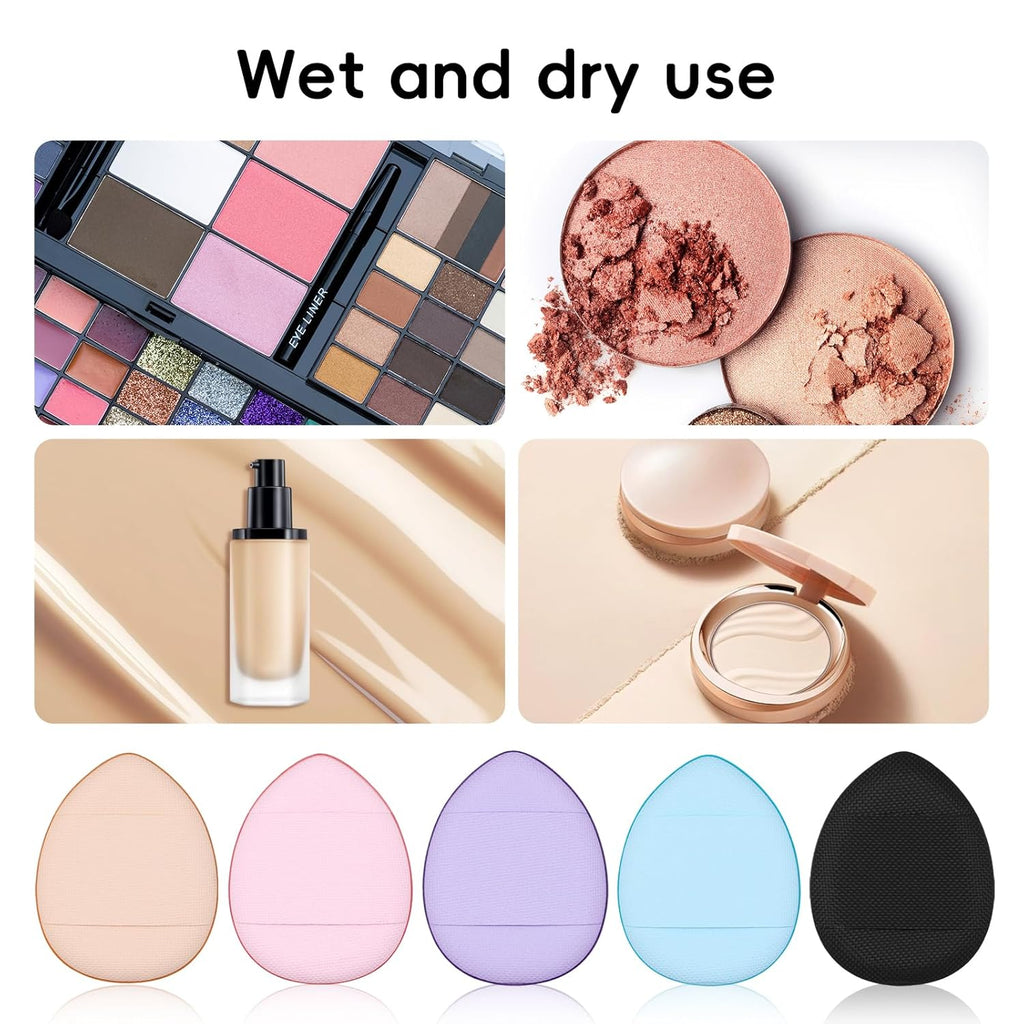‌30 Pcs Mini Powder Puffs & mini makeup sponge Set - setting powder puff, Dual-Use (Dry/Wet) for Foundation, Concealer & Eyeshadow - Soft, powder puffs &makeup puff Makeup Sponges with Storage Box