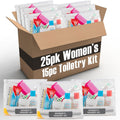 Trail maker (25 Kits) Homeless Care Package Supplies Bulk Summer Hygiene Travel Kits for Women, 15 Piece Travel Size Toiletries, Homeless Supplies in Bulk for Charity
