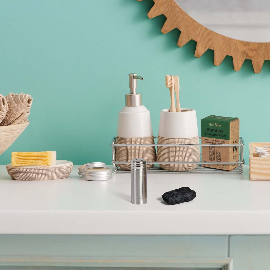 Charcoal Bamboo Floss | 2 Non Toxic Natural Floss Refill with Metal Container | Organic Mint & Candelilla Wax | Vegan & Biodegradable | Compatible w/Similar Dental Floss Silk Refill Containers