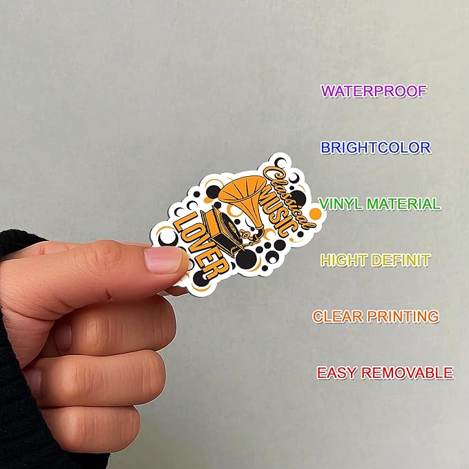 100 PCS Music Stickers Pack, Vinyl Waterproof Decals of Guitars Pianos Drums Microphones Notes Headphones and Bands, Fun Gift for Kids Teens Adults Students Teachers Water Bottle Scrapbook