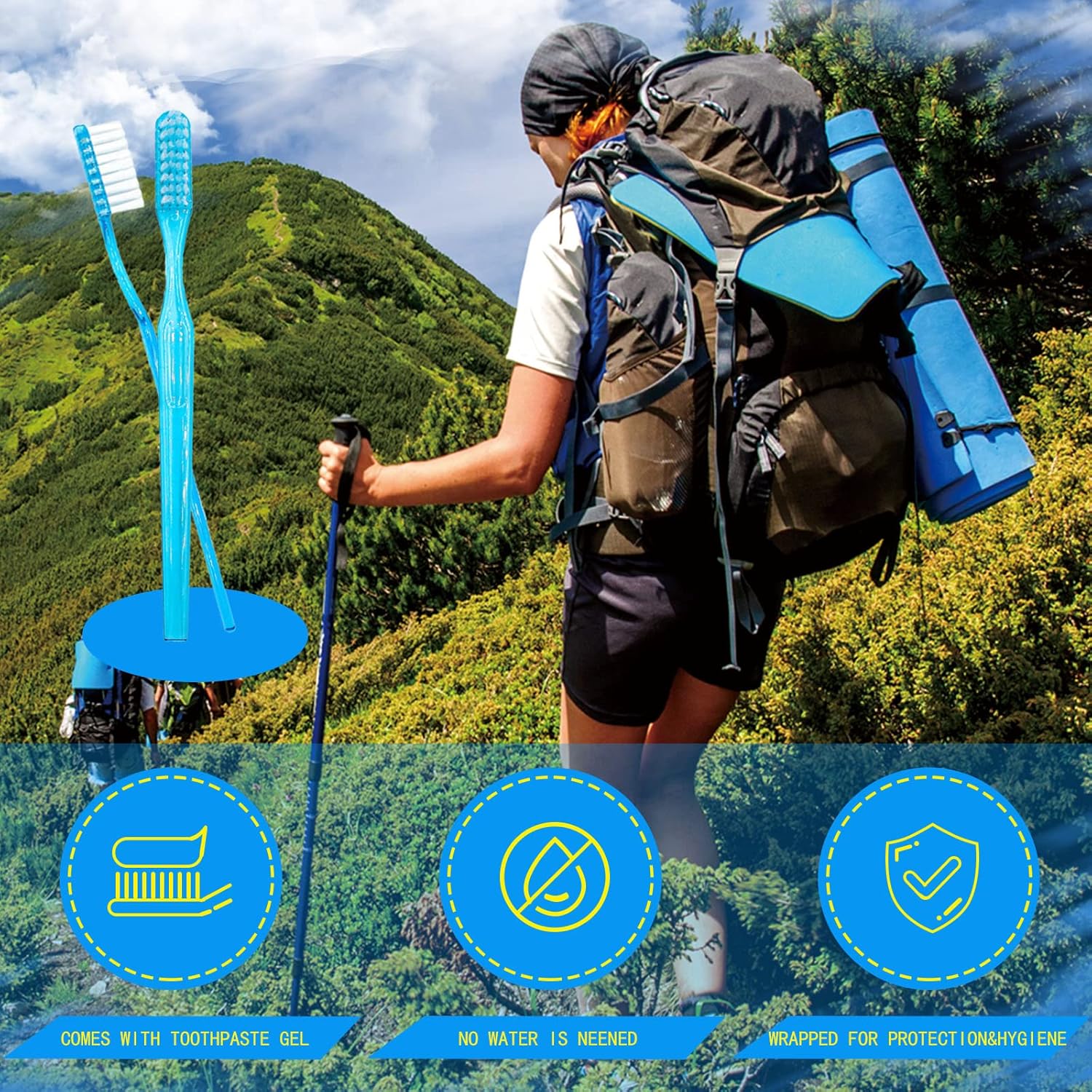 Disposable Toothbrushes with Toothpaste Adult Pre-Pasted Disposable ToothbrushTravel with Toothpaste Bulk Toothbrushes Waterless Toothbrush Individually Wrapped Mint-100Pcs