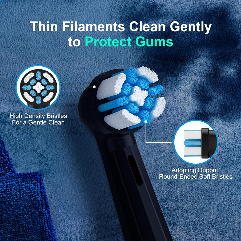 [Upgraded 2025] AmuLumon 4-Pack Ultra-Soft Toothbrush Heads for Oral-B iO Series (iO3/iO4/iO5/iO6/iO7/iO8/iO9/iO10) – Gentle Gum Care, Hygienic Travel-Ready Replacement Brush Heads (Black, 4PACK)