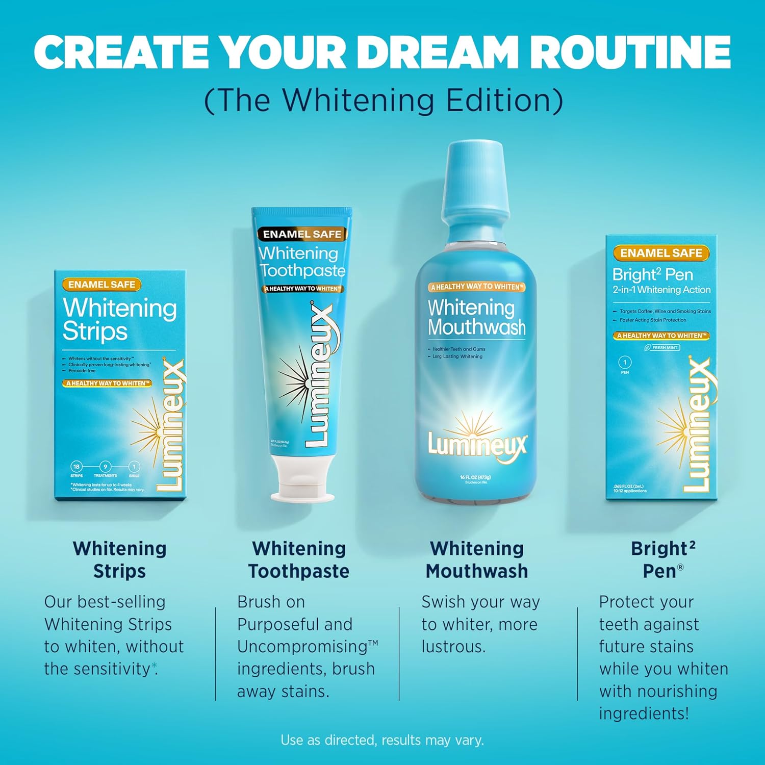 Lumineux Teeth Whitening Toothpaste 2 Pack Peroxide Free Enamel Safe for Sensitive Whiter Teeth, Fluoride Free, No Alcohol, Artificial Colors, SLS Free Dentist Formulated - 3.75 Oz