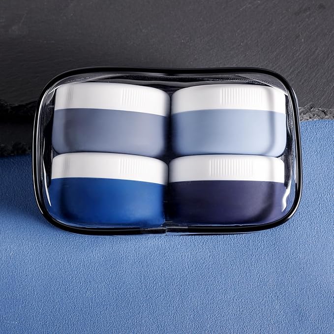 Travel Containers for Toiletries, Silicone Cream Jars BPA-Free, Leak-proof 1.35oz Travel Size Containers, Portable Size Silicone Jars with Lid for Cosmetic Face Hand Body Cream (4 Pack)