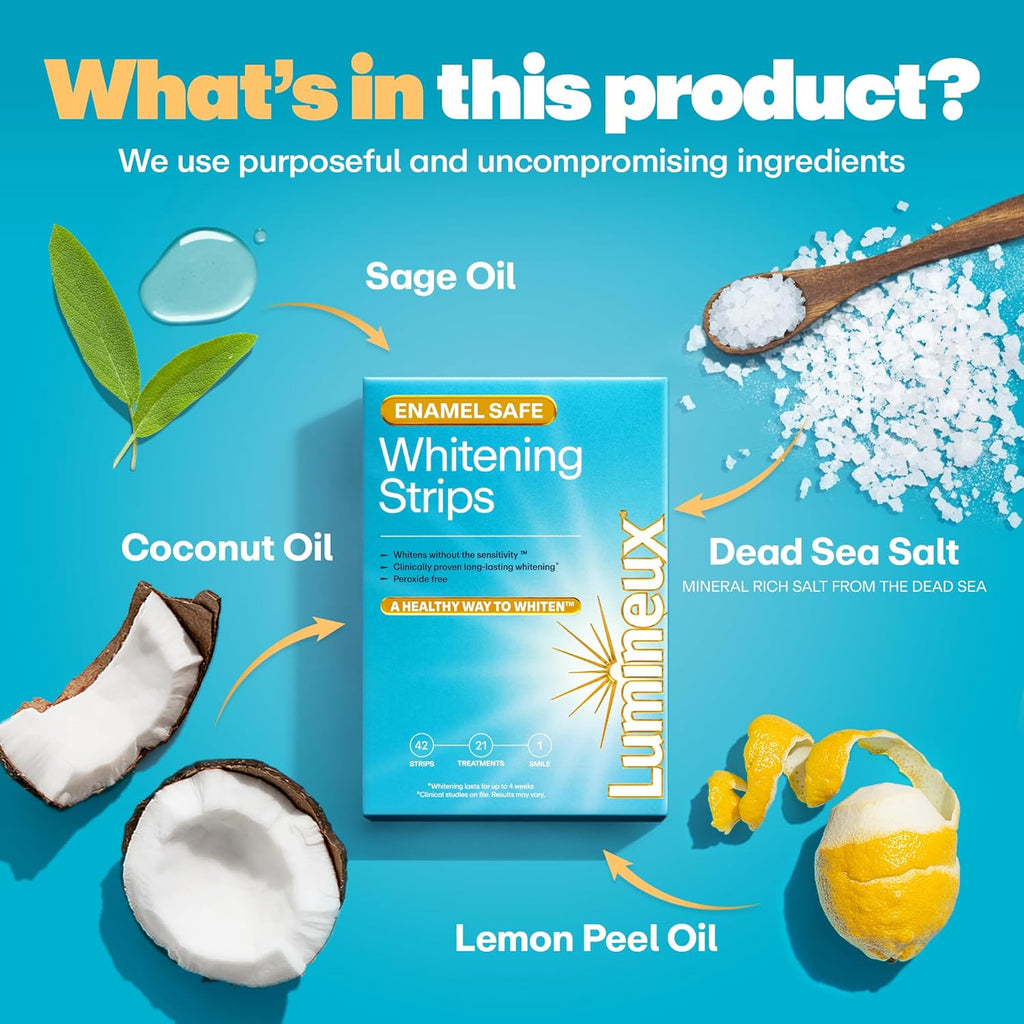 Lumineux Teeth Whitening Strips Kit - 21 Treatments - Peroxide Free - Enamel Safe for Whiter Teeth - Whitening Without The Sensitivity - Dentist Formulated - Sensitivity