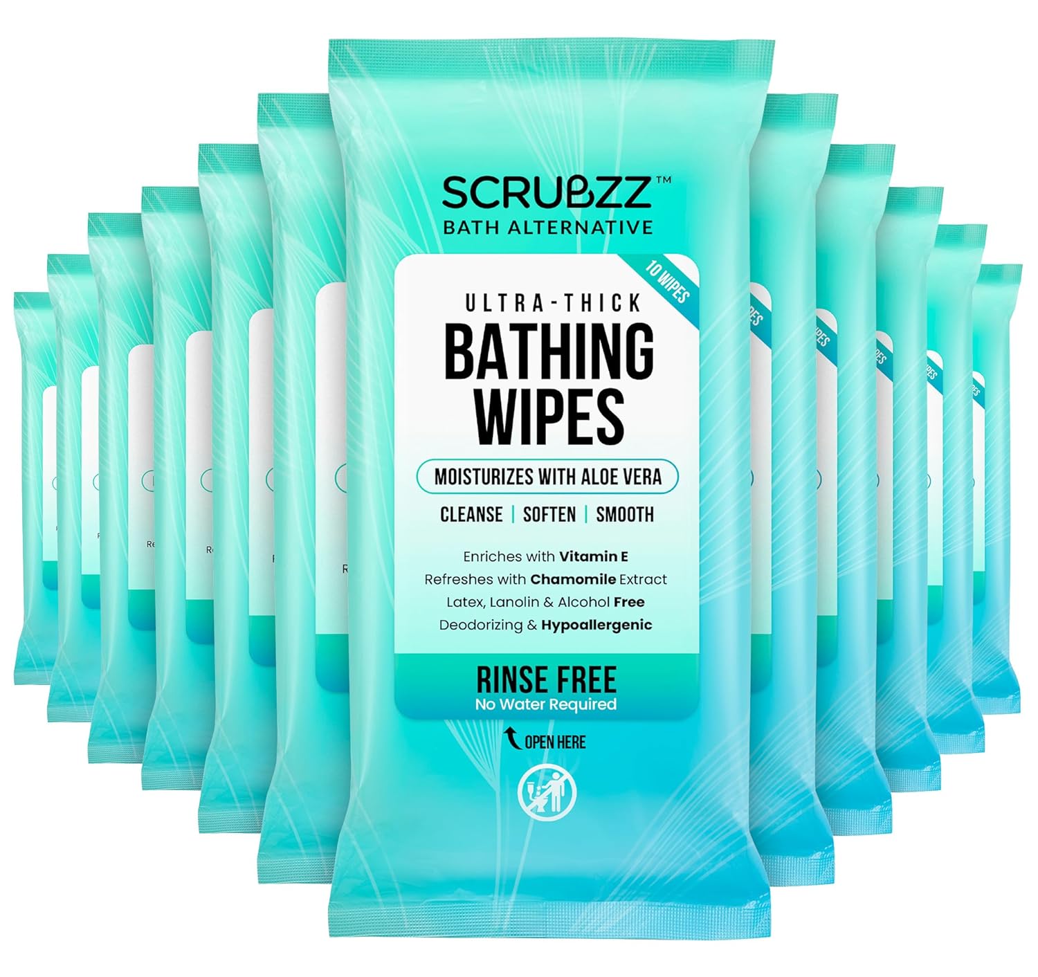 Extra Large Bath Wipes for Adults No Rinse - 120 Disposable Body Cleansing Cloths for Men, Women & Elderly - Great for Gym, Camping, Post Surgery