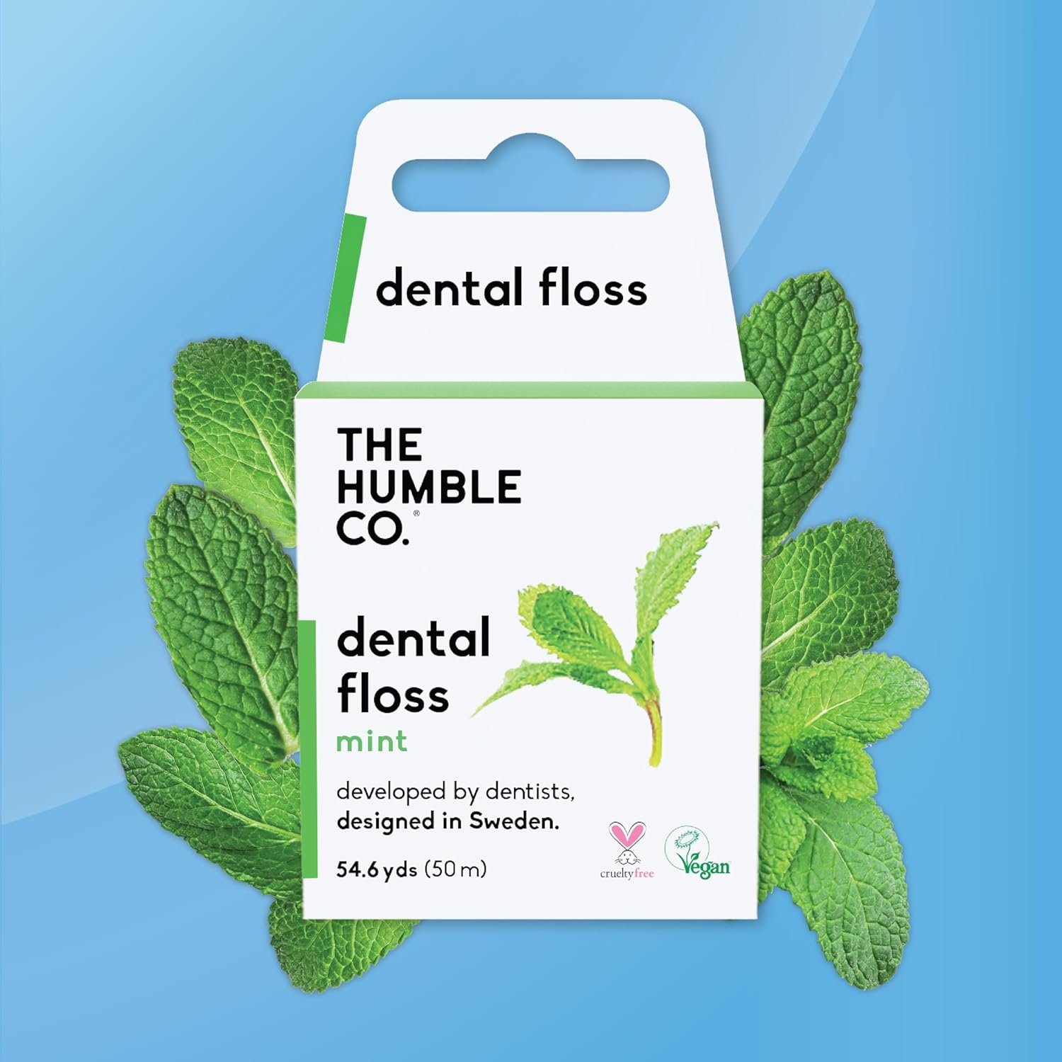 The Humble Co. Dental Floss (4pack) - Vegan, Waxed Dental Floss with Xylitol, 55 Yards of Adult and Kids Floss for Gum Care and Dental Care (Mint)