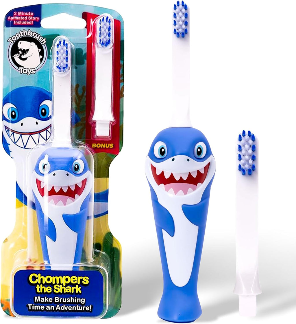 Kids Soft Bristle Shark Toothbrush for Ages 2+, Gentle and Cute Toothbrush for Children with Replaceable Brush Head, Ergonomic Handle Kids Brush for Teeth Care Ideal for Toddlers, Shark Design