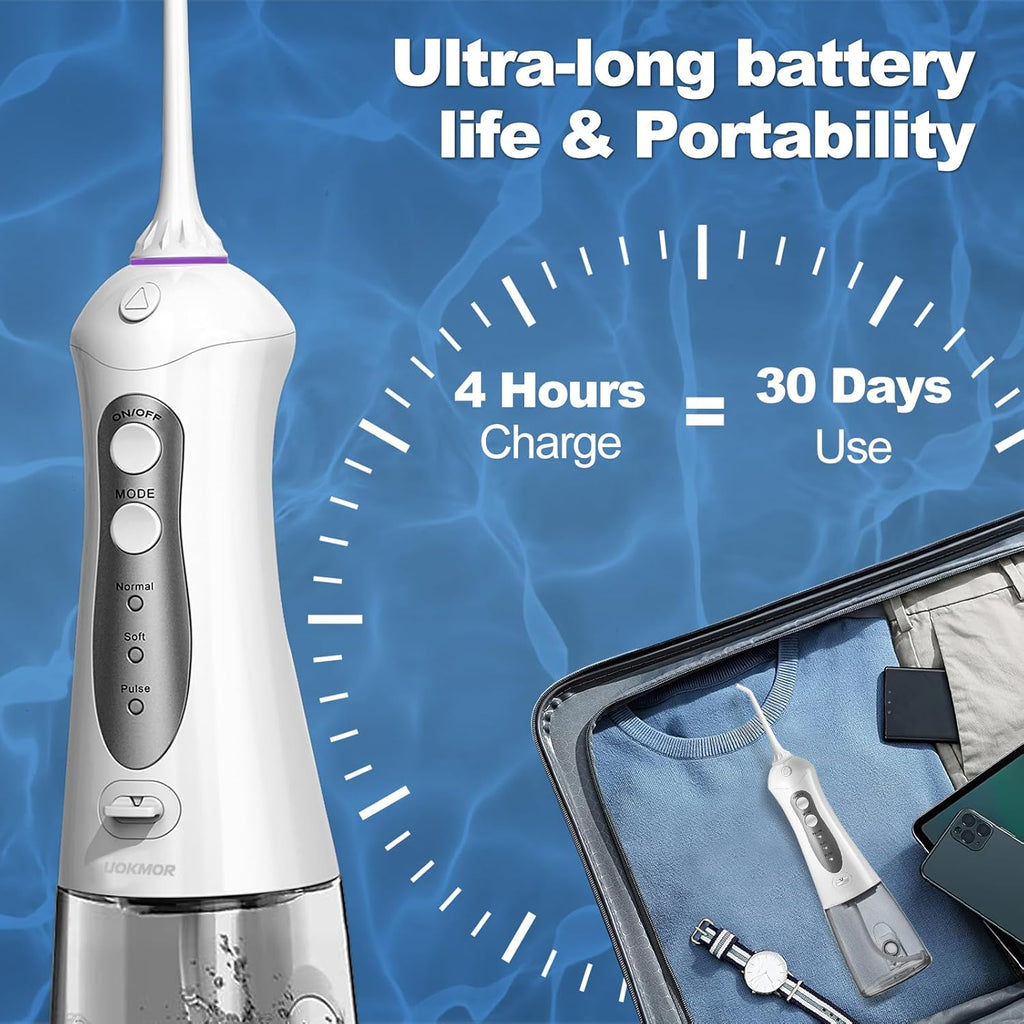 Water Flosser Cordless Teeth Pick: Portable Adults Dental Oral Irrigator for Travel Flossers Cleaning Picks 300ML