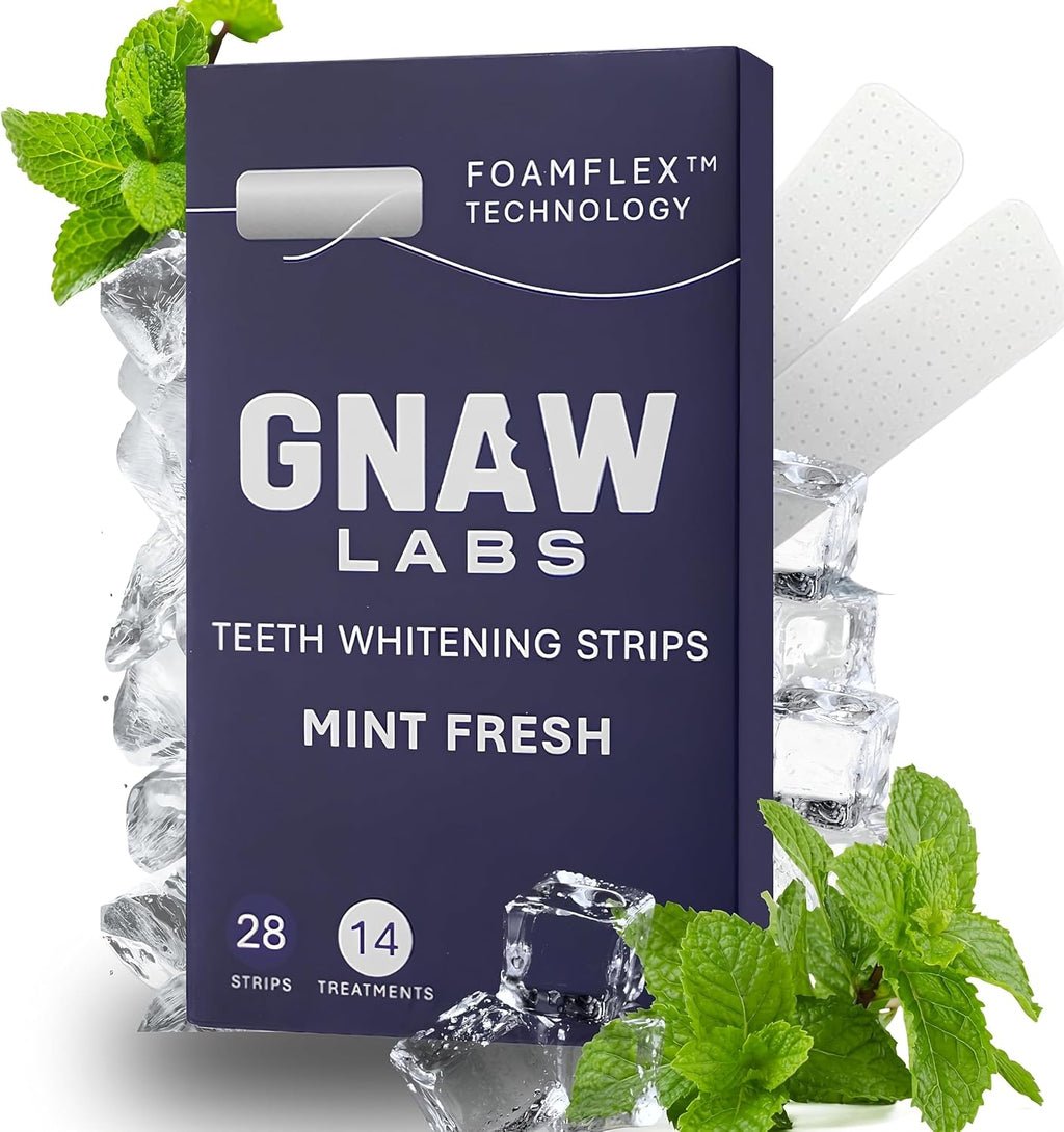 Teeth Whitening Strips for Men – Mint Fresh | 14 Treatments | Enamel Safe Hydrogen Peroxide Formula with Mint | FoamFlex™ Technology | No Sensitivity, Professional Whitening Kit.