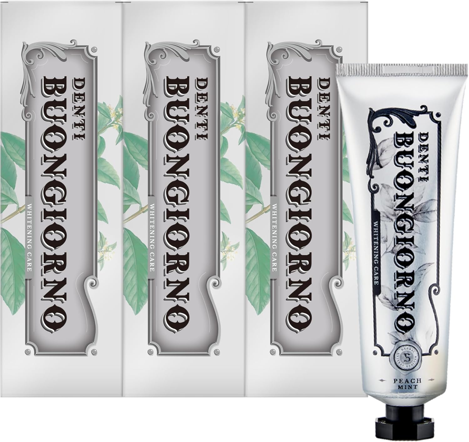 Peach Mint WHITENING Toothpaste (3 Pack) – Natural Fluoride Korean Toothpaste for Teeth Whitening, Plaque Removal, Strengthens Enamel, Paraben & SLS Free (3.52fl oz / 100g)