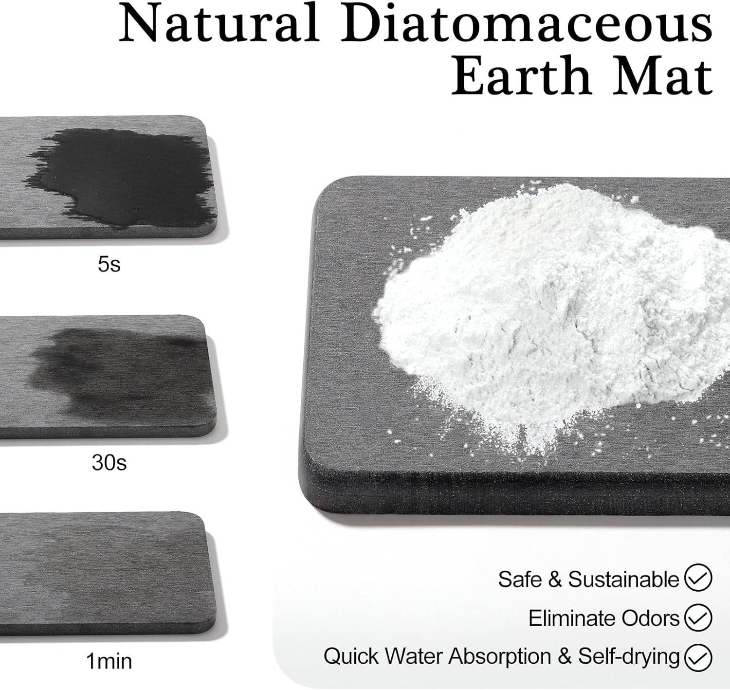 Luxspire Toothbrush Holders, Bathroom Organizer Countertop with Stone Drying Mat & Non-Slip Pads, Stainless Steel Electric Toothbrush Holder for Bathroom Countertop & Kitchen Sink, Black