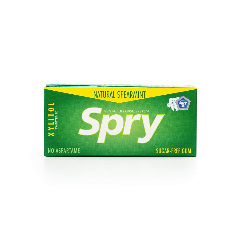 Spry Fresh Natural Xylitol Chewing Gum Dental Defense System - Aspartame-Free, Sugar-Free, Non-GMO, Gluten-Free (Spearmint, 10 Count Blister Cards - Pack of 20)