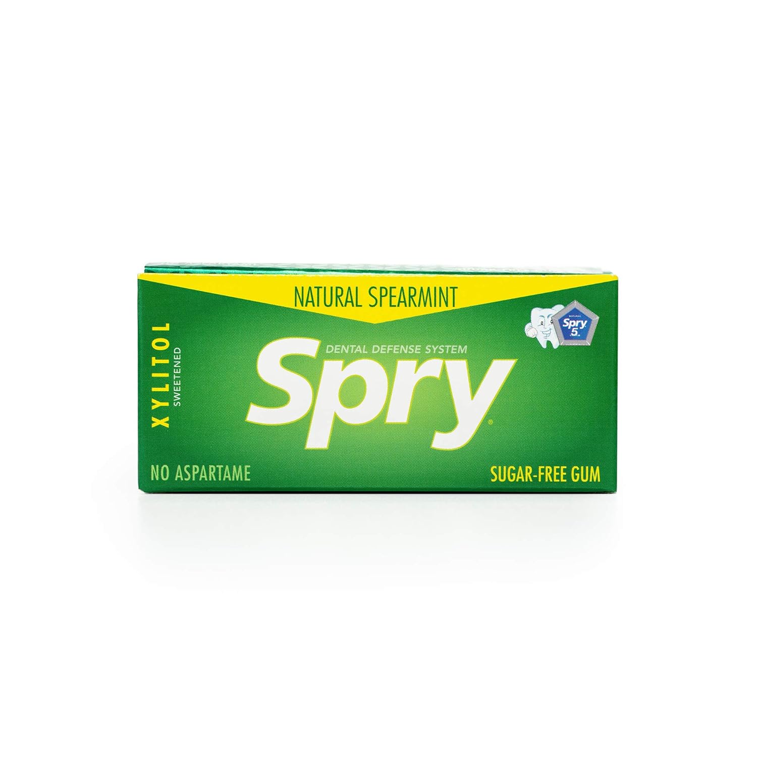 Spry Fresh Natural Xylitol Chewing Gum Dental Defense System - Aspartame-Free, Sugar-Free, Non-GMO, Gluten-Free (Spearmint, 10 Count Blister Cards - Pack of 20)