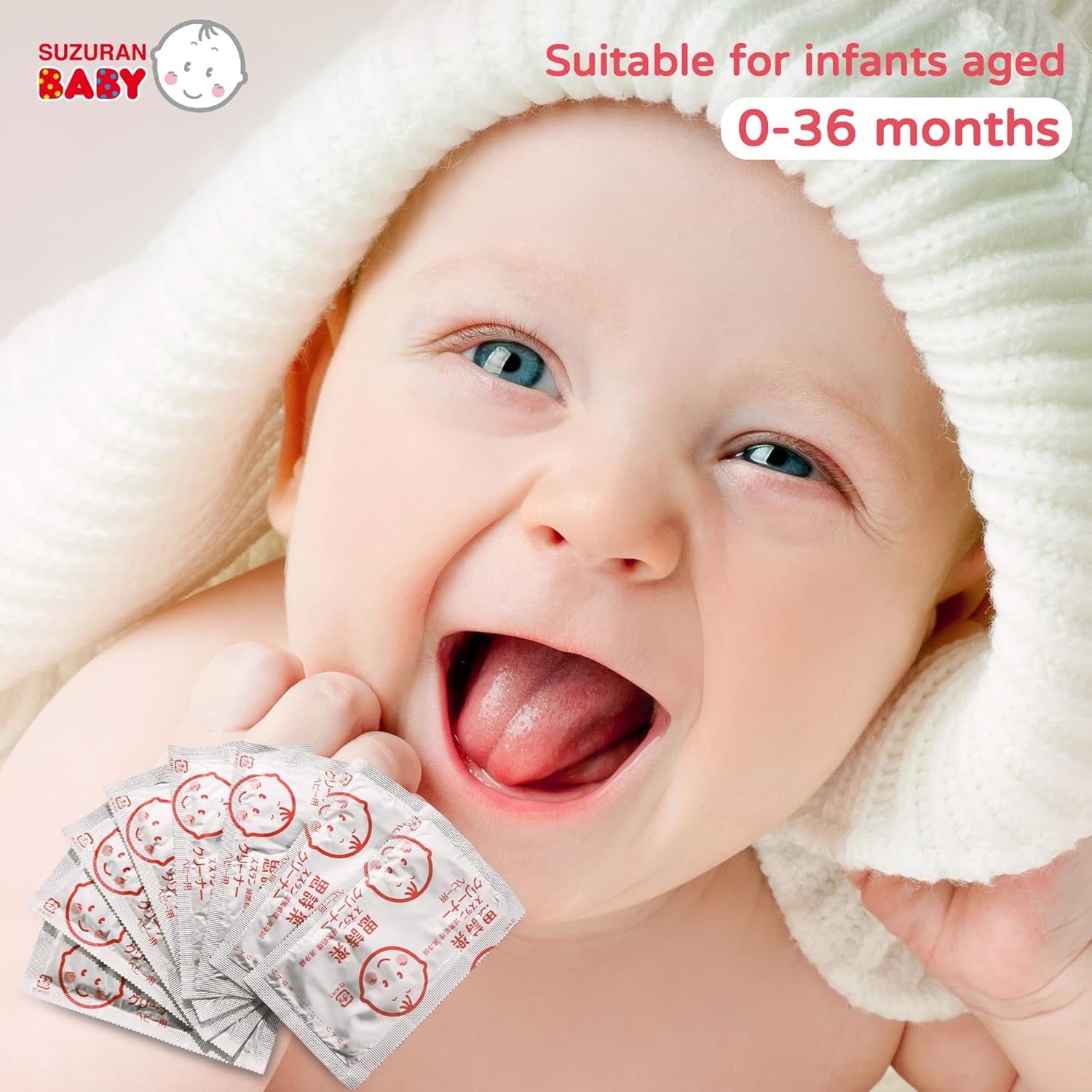 Mouth Wipes Cotton Pure Water, Finger Toothbrush Unscented Sensitive, Lint Free, Baby Oral Care for Gums, Teeth and Tongue Cleaning, Individually Wrapped 30 Packs