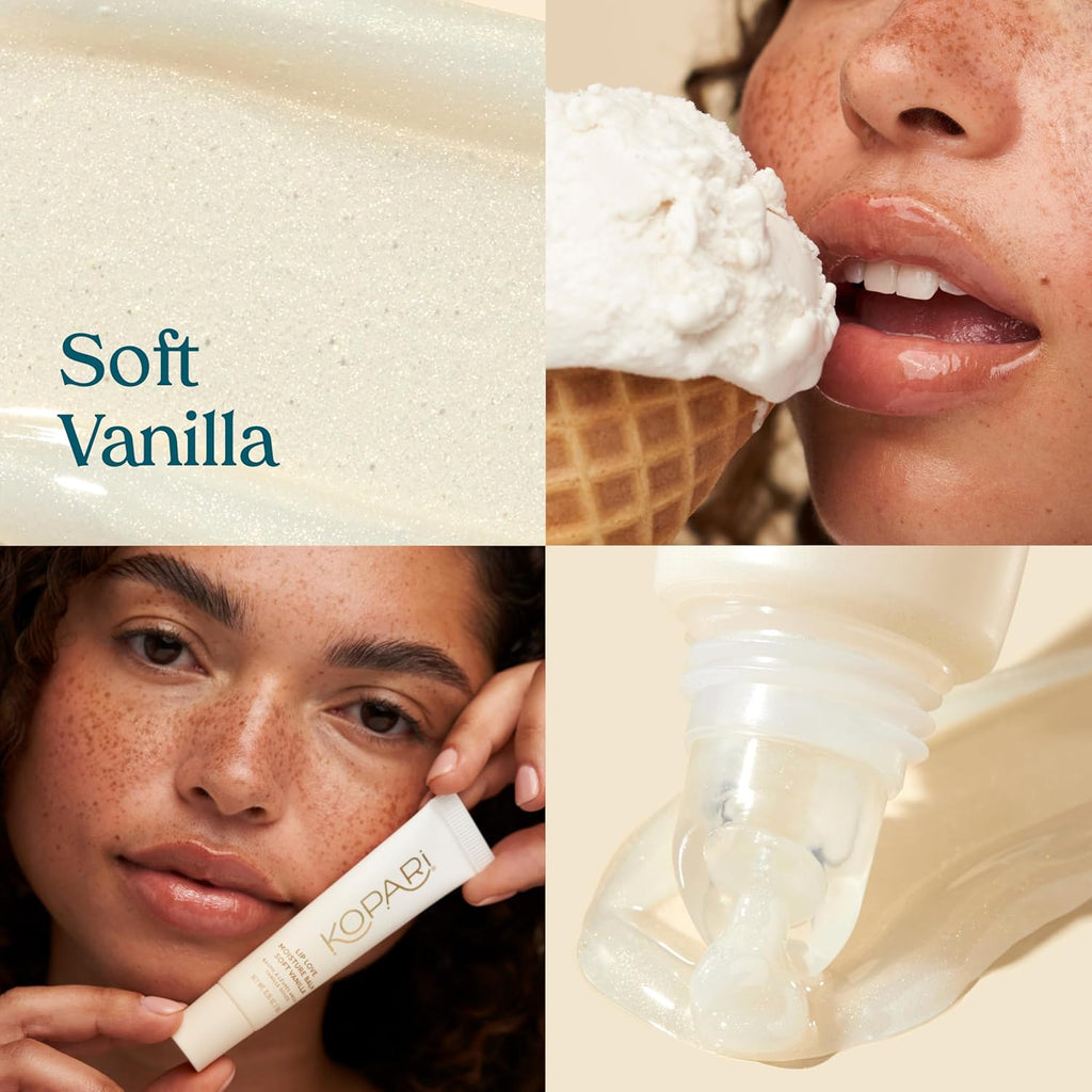 Kopari Lip Love Moisture Balm in Soft Vanilla Shimmer - Ceramide Hydrating Lip Balm with Coconut Oil, Shea & Mango Butters, Clean Vegan, 0.35 oz